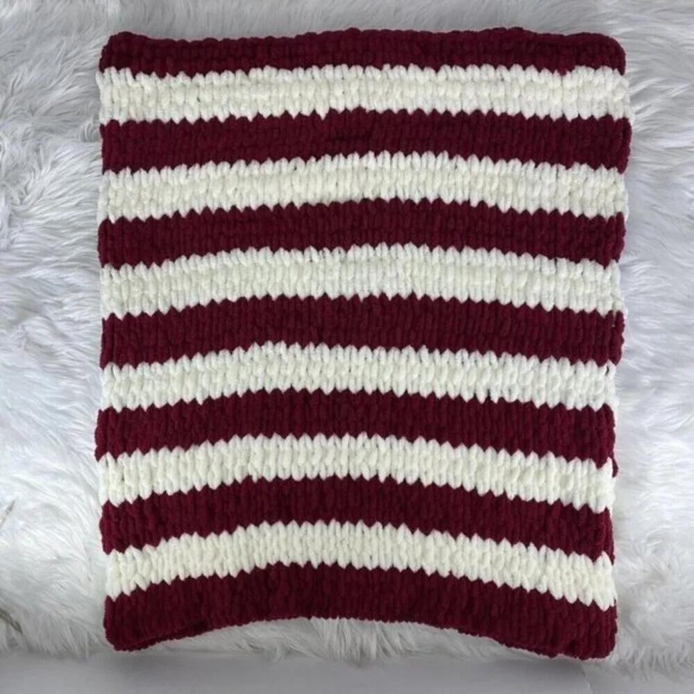 Handmade Chunky Knit American Flag Blanket Chenille Patriotic‎ USA Throw NEW